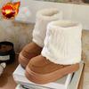 Fashion Furry Platform Snow Boots for Women Round Toe Height Increasing Non Slip Goth Trend 2025 High Quality Work Padded Woman Shoes