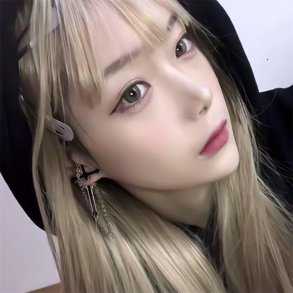 Bluelans Earrings Drop Cartilage Unisex Cross Punk Stud Long Chain 1Pc Earring Piercing Jewelry