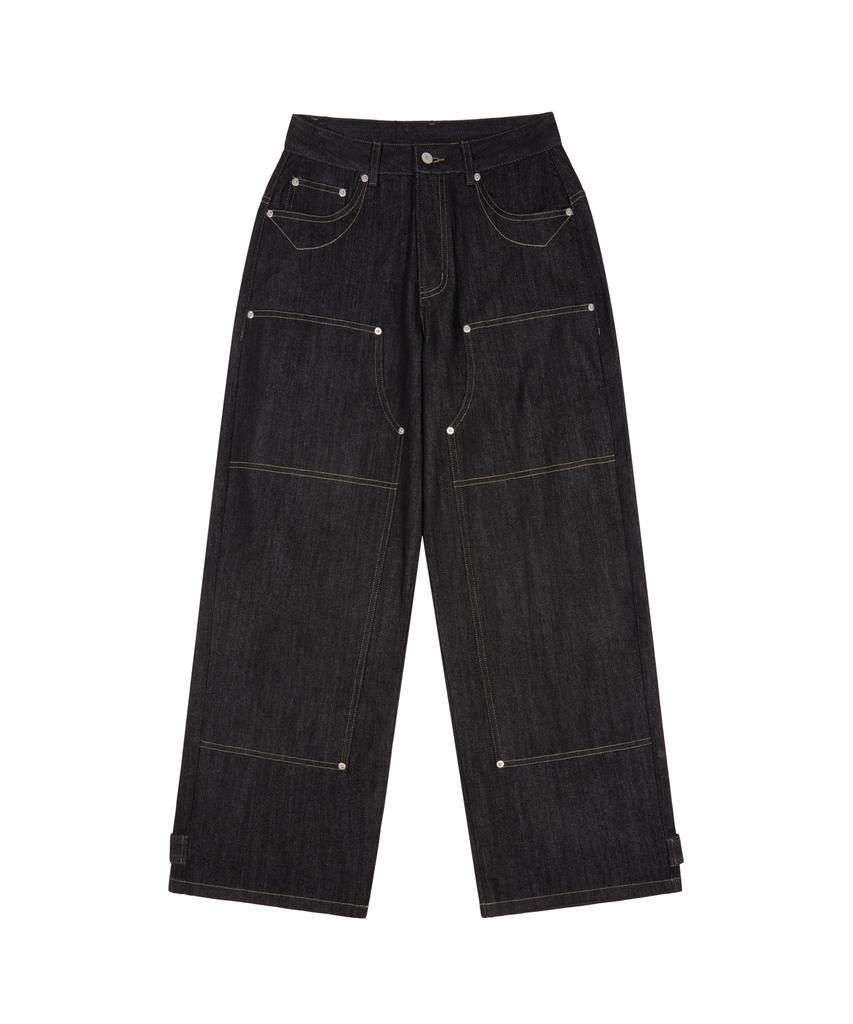 AAKAM Steve Cinch Back Denim Pants (Black)