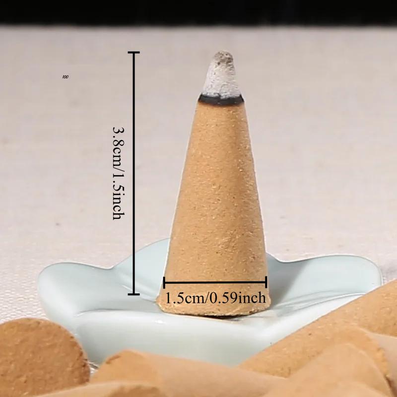100Pcs Sandalwood Incense Cone Indoor of Home Furnishings Air Freshener Aroma Rich Home Meditation Fragrance