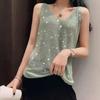 Summer Women's Ice Silk Diamond Camisole Loose Sleeveless V-neck Bottoming Shirt Tank Crop Tops