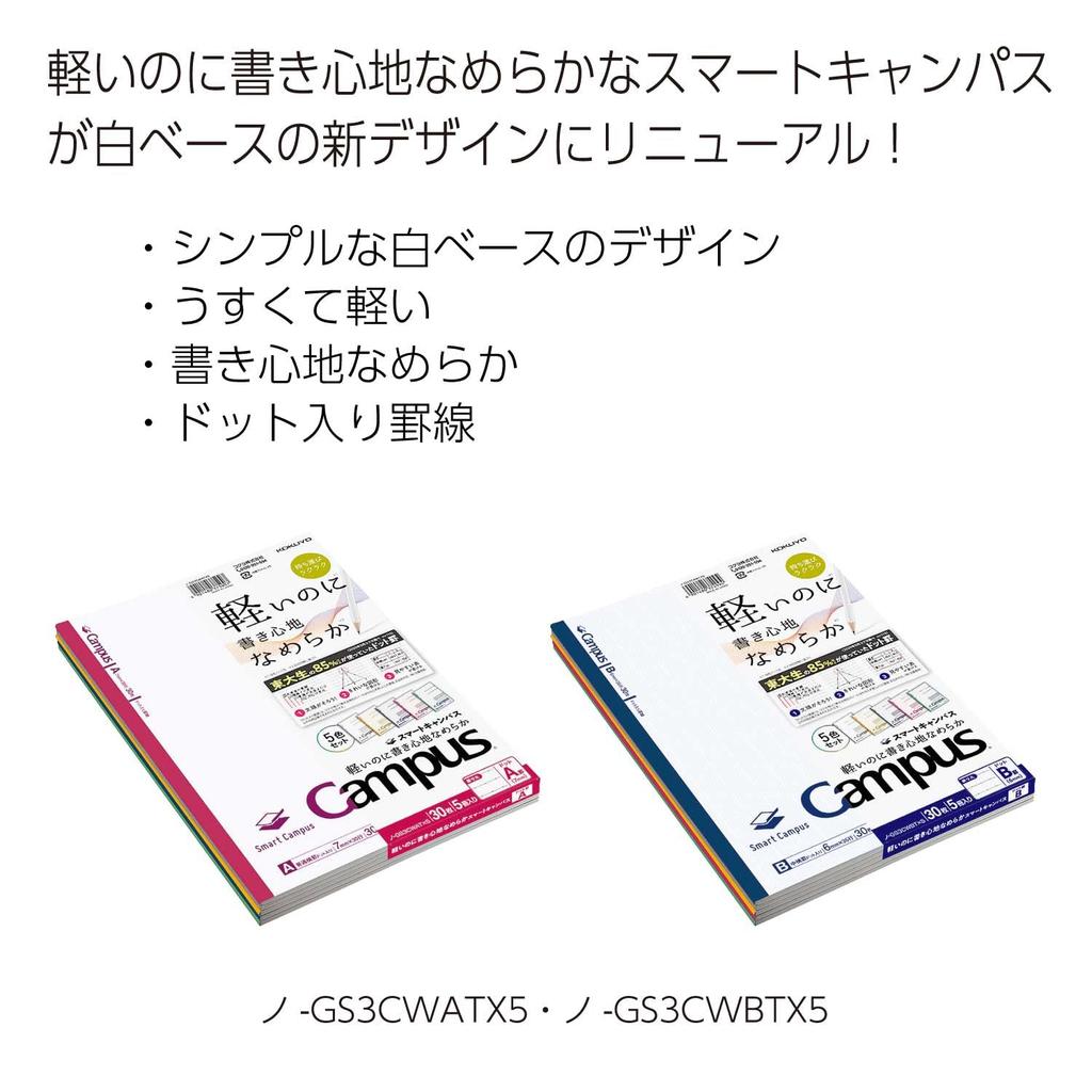 KOKUYO Smart Campus Dotted Notebook, B5, B-Ruled, 5-Color Pack, No-GS3CWBTX5, B-Ruled (6mm)