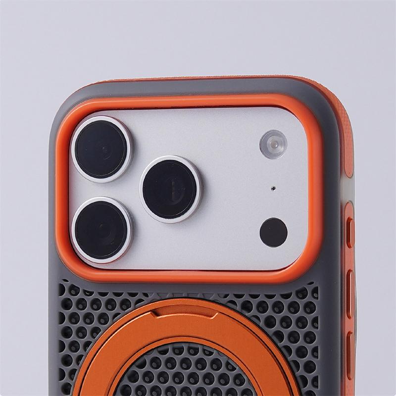 Dissipation Heat Rotatable Holder Magnetic Bumper Case For iPhone 18 17 Pro Max 16 15 14 13 For Magsafe Hit Color Cover Shell