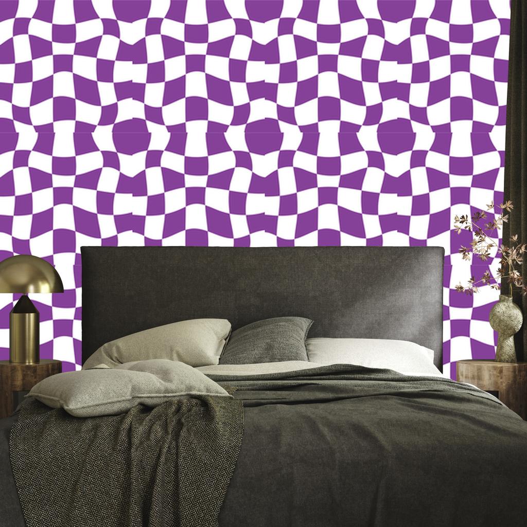 Free checkerboard wallpaper purple for living room and bedroom 50x1000
