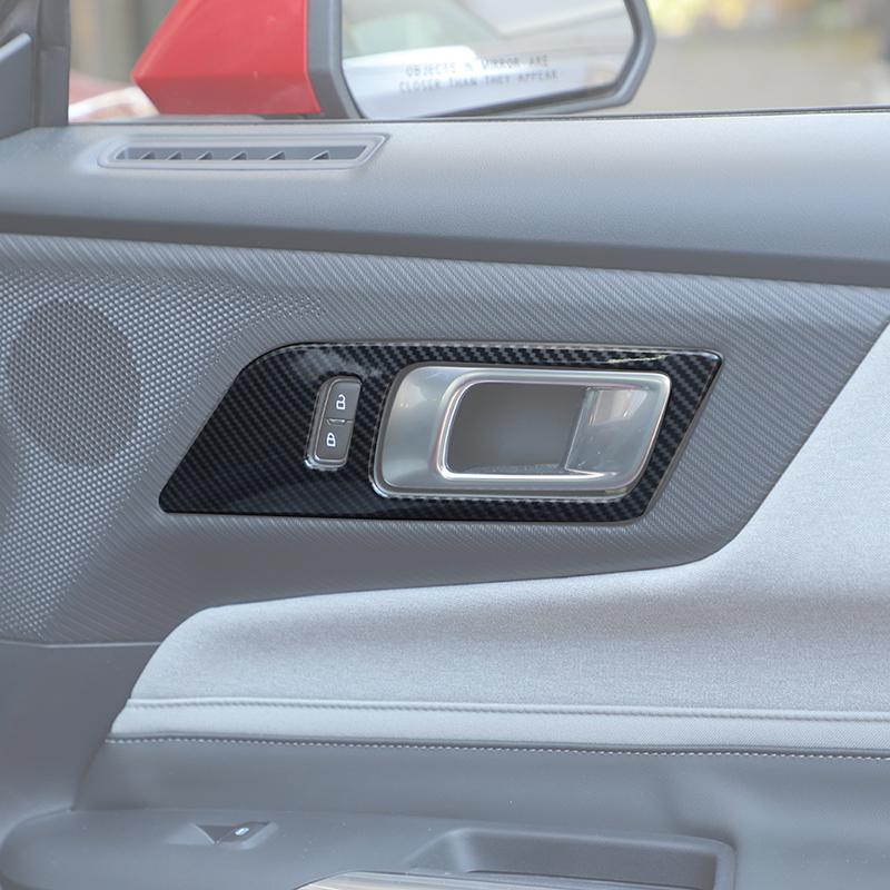  ABS Interior Door Handle Decorative Frame Decoration Cover Sticker Fit For Ford Mustang 2015 Up Interior Accessories