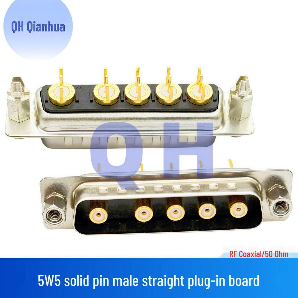 RF Coaxial 5W5 Male-Female Solder Type Straight Plug Socket D-SUB Connector