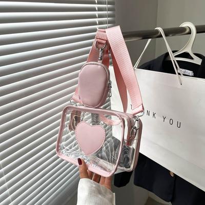 Neue Damentasche schlichte transparente Umhängetasche modische Messenger-Tasche weiche Lederstruktur Strand lässig Wechselgeldtasche