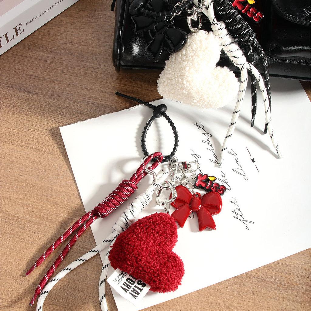 Fashion Heart Butterfly Knot Keychain With Handmade Woven Cord For Office Use