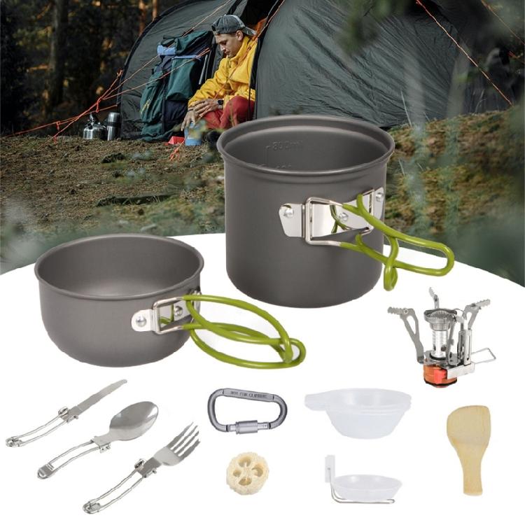 Outdoor Gas Burners Stove Tourist Pots Set Camping Cookware Kits Folding Utensils for Backpacking Outdoor Hiking & Picnics