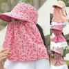 Casual Wide Brim Sun Hat Breathable Neck Protection Sun Visor Cap With Mask Anti-Uv Tea Picking Cap Outdoor