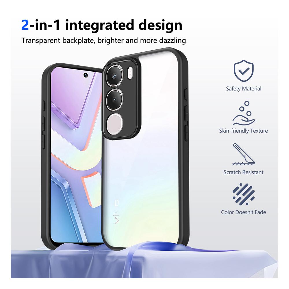 KEYSION Transparent Phone Case for VIVO Y31 5G Soft Silicone+PC Clear Shockproof Phone Back Cover for VIVO Y31 5G