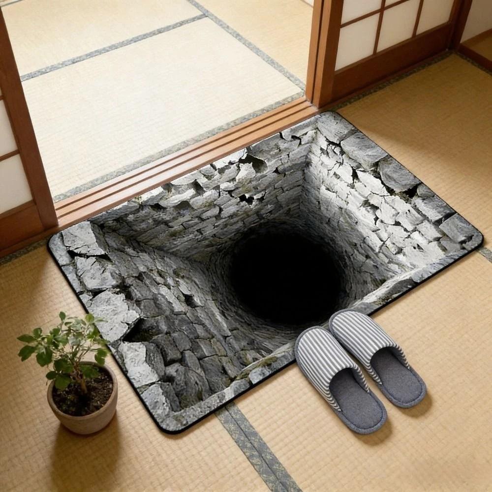 Non-slip Optical Illusion Doormat 3D Flat Bedroom Door Rug Creativity Bathroom Carpet  Home Decor
