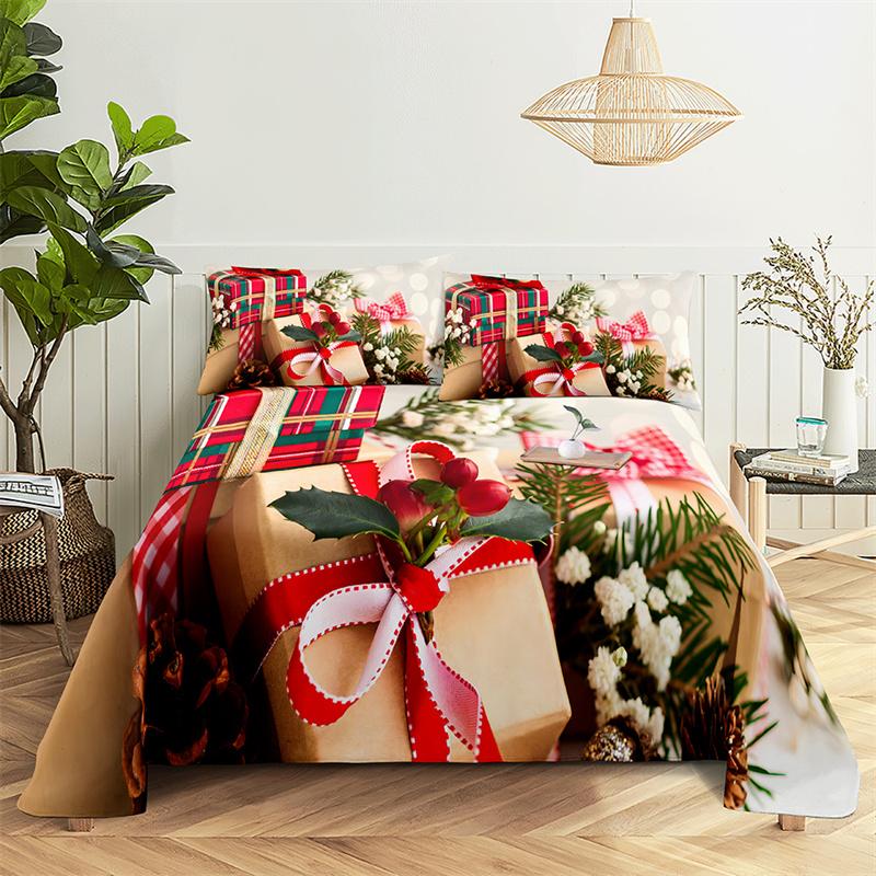 Christmas tree Queen Sheet Set Kid's Flat Sheet Boys Girls Bed Sheets and Pillowcases Christmas Gifts Bed Sheet Set Bedding Set