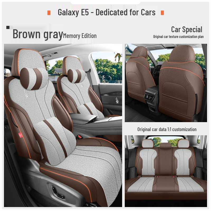 All-Season Breathable Linen/Hemp Seat Covers for Geely Galaxy E5 - Full Coverage