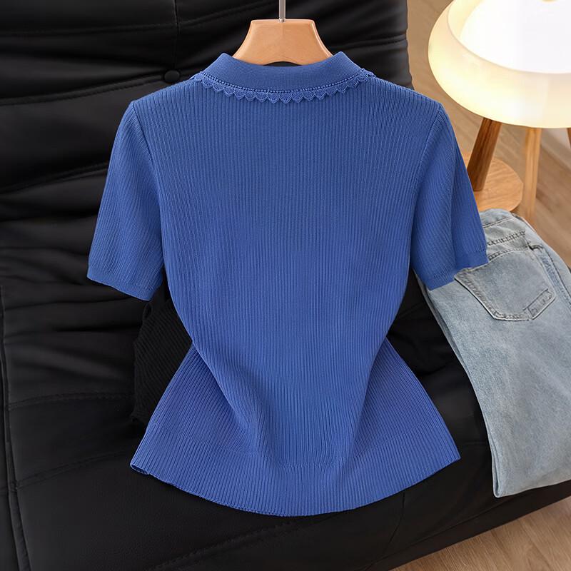 Women's Lyocell Blend Short Sleeve Lapel Knit Top
