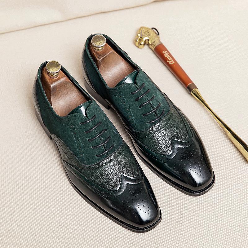 Business Men s Dress Shoes Vintage British Men s Wedding Office Gentleman s Business Oxford Shoes 38 зелёный