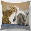 45x45cm Cute Cat Print Square Pillowcase Living Room Sofa Car Office Cushion Cover Bedroom  Home Decoration