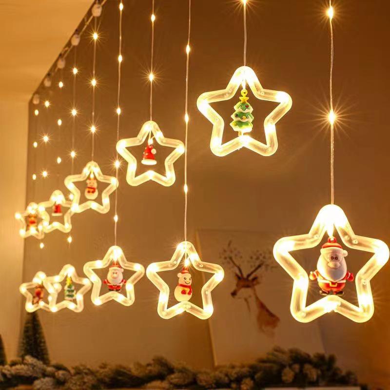 Santa Claus LED Curtain Lights – Colorful Christmas Festival Decoration for Windows
