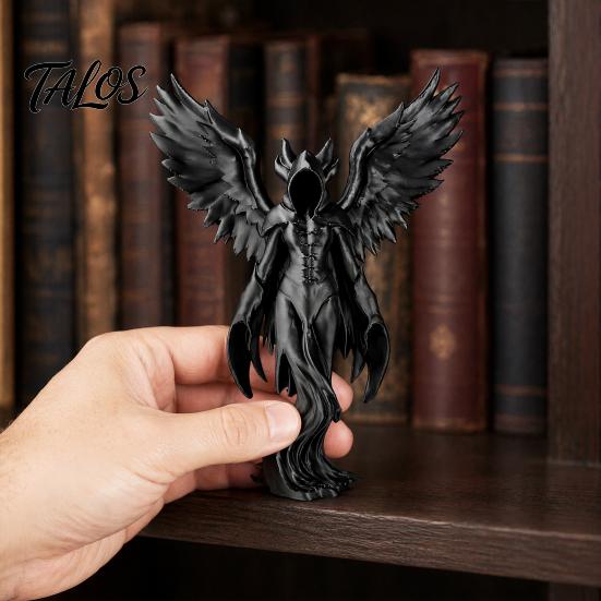 Desktop Atmosphere Decoration Dark Angel Winged Figurine, 3D Printed Gothic Statue for Desk Shelf God Decor, Intricate Redemption Theme Sculpture,