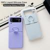 For Samsung Galaxy Z Flip 6 5 4 3 2 1 Case Offical Liquid Silicone Case With Finger Ring Shockproof Cover ForZ Flip 5 Soft Cases