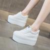 Fashion 11cm Natural Genuine Leather Platform Wedge Casual Chunky Sneakers Women Lace Up Ankle Boots Spring Autumn Moccasins Shoes
