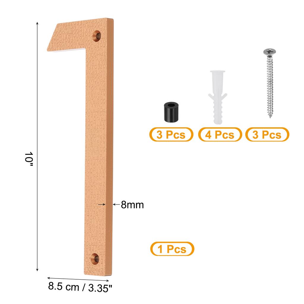 10 Inch House Number, House Address Numbers Sign Large Floating Modern with Screws for Outside Door Wall Street, Gold, 0-9