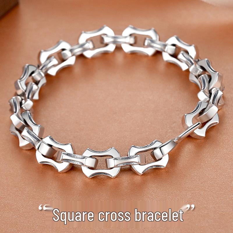 Men's Silver-Plated Dragon Bone Punk Bracelet - Trendy, Bold, Retro Fashion Chain Bangle, Perfect Gift
