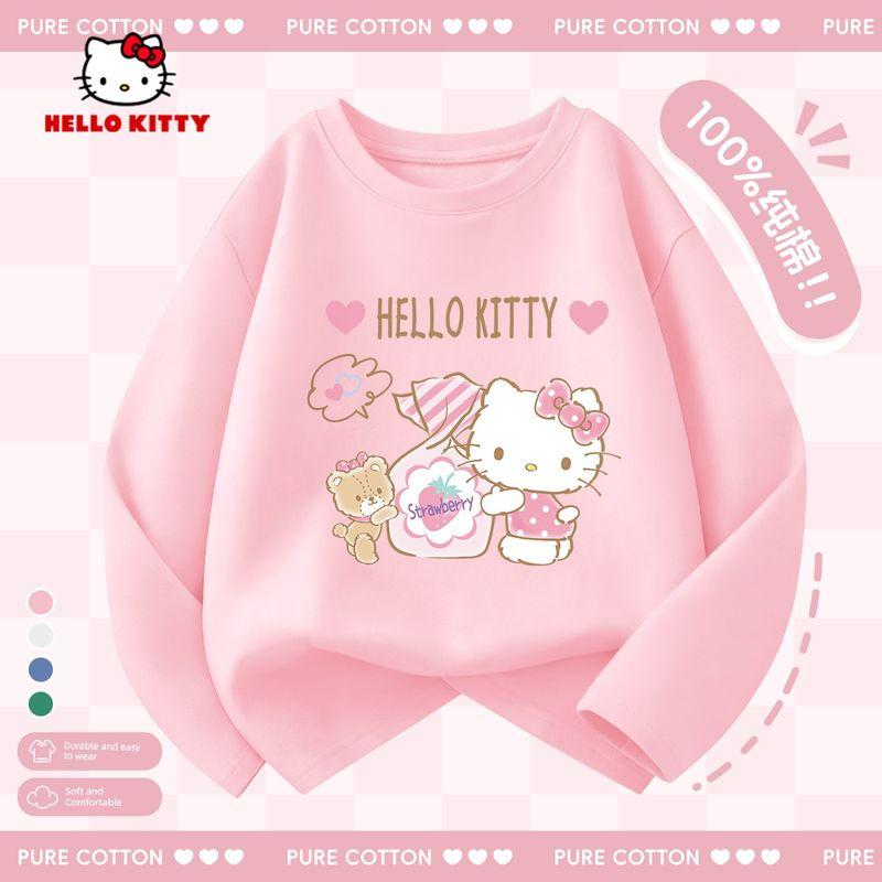 Hello Kitty Girls' Long-Sleeved T-Shirt 2026 New Kidsren's Spring Top Pink Spring Clothing Girls' Bottoming Shirt