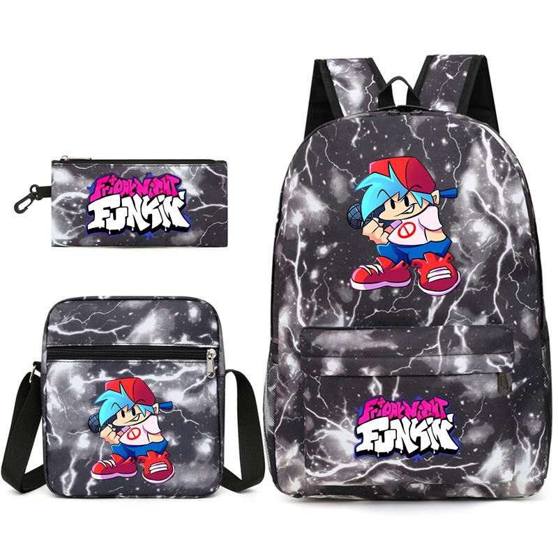 Klassiek Populair Friday Night Funkin Print 3 stuks/Set leerling Schooltassen Laptop Dagrugzak Rugzak Schuin gedragen schoudertas Etui