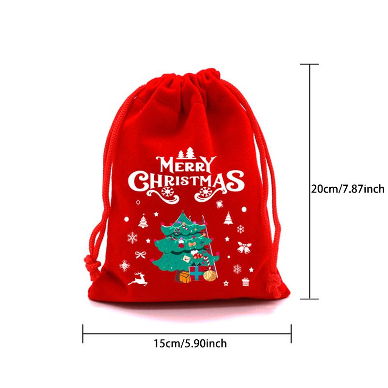 12 PCS Red Christmas Velvet Bags, Drawstring Bags, christmas gifts christmas candy bags christmas decorations for home