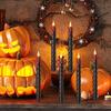 6pcs LED Electric Flameless Candles Flickering Decor Halloween Props Dimmable Light Realistic Candlestick With Remote Control