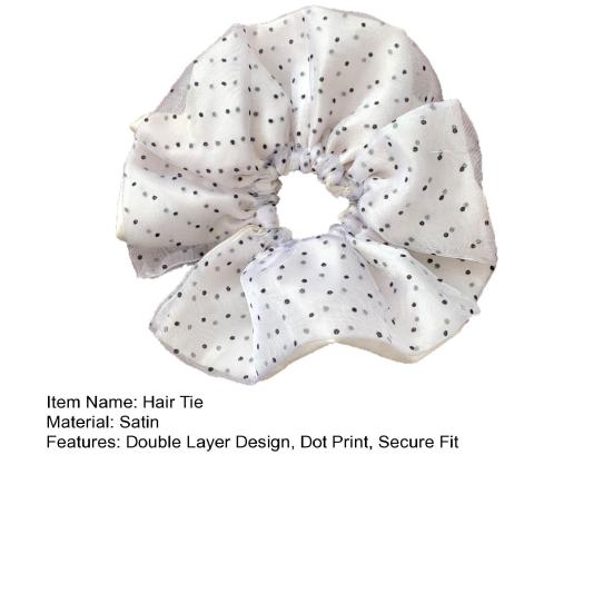 Hair Tie Dot Print Double-Layer Design Ponytail Half-Tied Hair Rope High Elasticity Ponytail Holder Commuting Style Hair Accessory