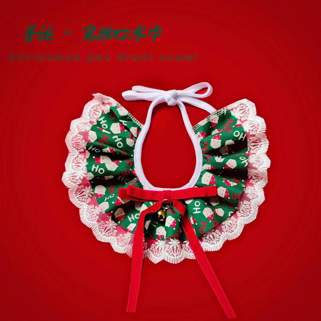 New Christmas pet saliva towel, holiday decoration dog scarf, cat scarf, bib and bow tie supplies
