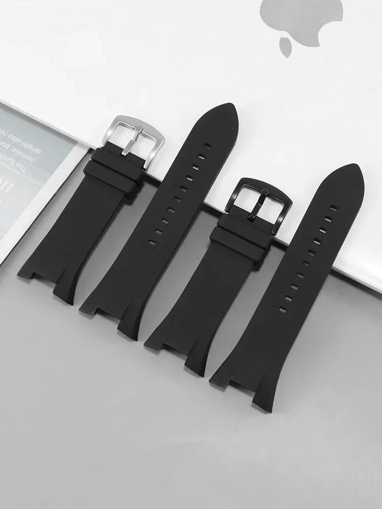 Für Ar-mani Silikon-Uhrenarmband AX1803 AX1802 AX1042 AX1050 AX1084 AX1108 Herren Konkave Uhrkette Gummi Sportband 31x14mm