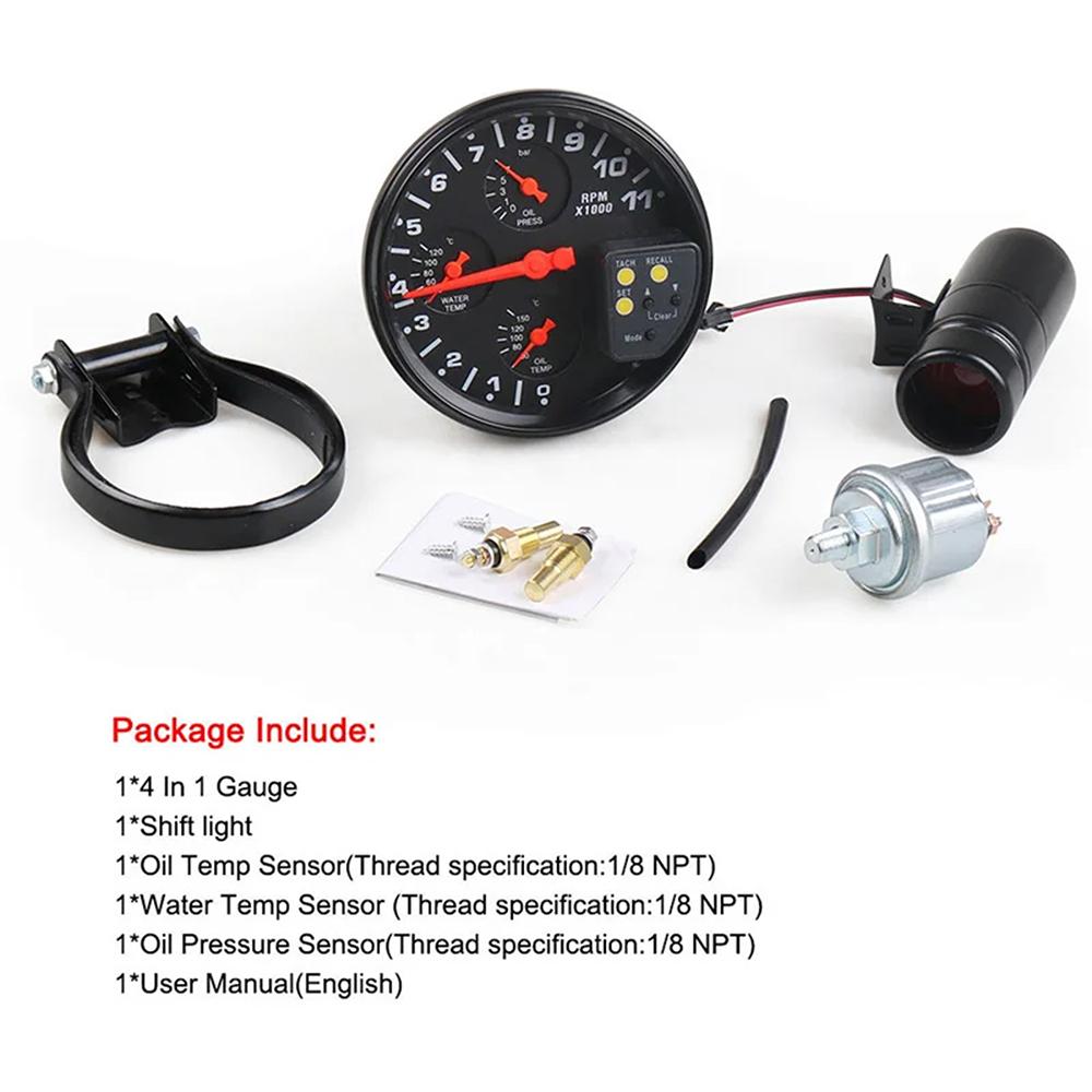 5inch Car Tachometer Oil Temperature Gague Oil Pressure Meter