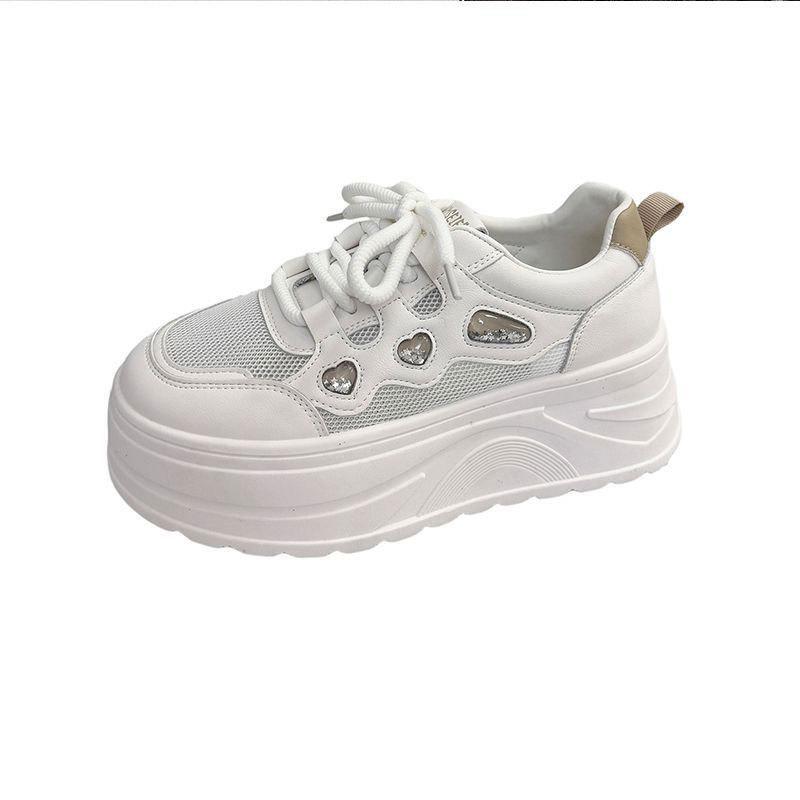 Platform women's shoes spring and summer 2025 new mesh light breathable small sports casual white shoes fashionable versatile