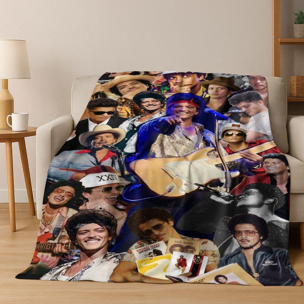 3D Bruno Mars Superstar Flanelldecke, kuschelweiche Überwurfdecke für Zuhause, Schlafzimmer, Bett, Sofa, Picknick, Büro, Geschenk für Kinder