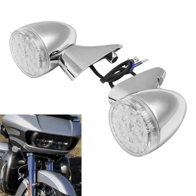 Front Amber LED Turn Signal Lights Fit For Harley Road Glide FLTRX FLTRU 2015-2024
