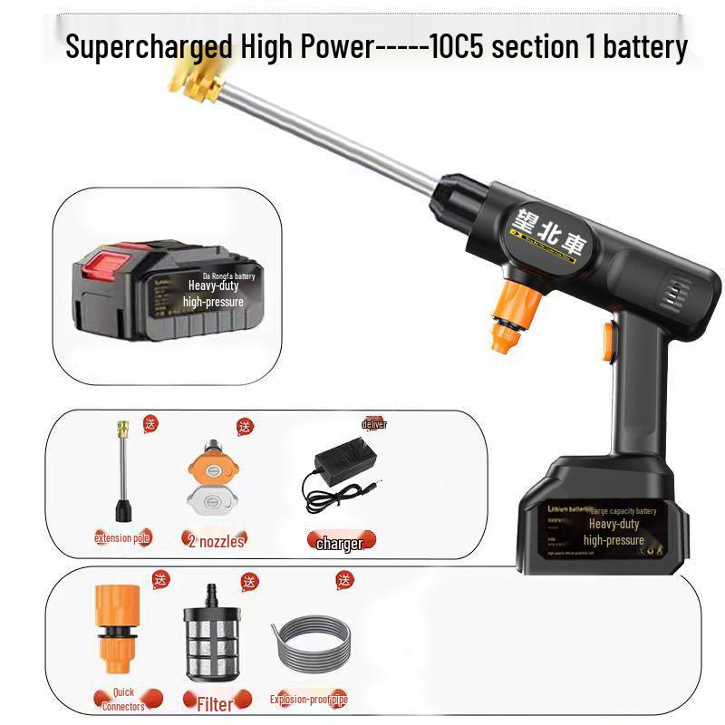 

Portable High-Pressure Wireless Car Wash Water Gun with Lithium Battery for Home Use