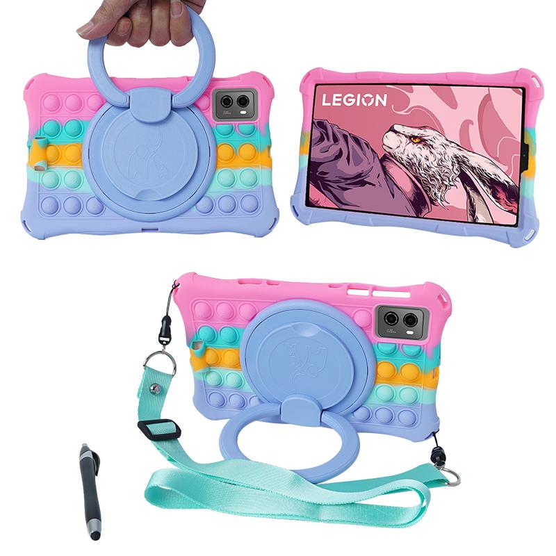 360 Rotating Stand Case For Legion Y700 8.8 Inch Soft Silicone Cover With Handle Grip And Shoulder Strap Coque