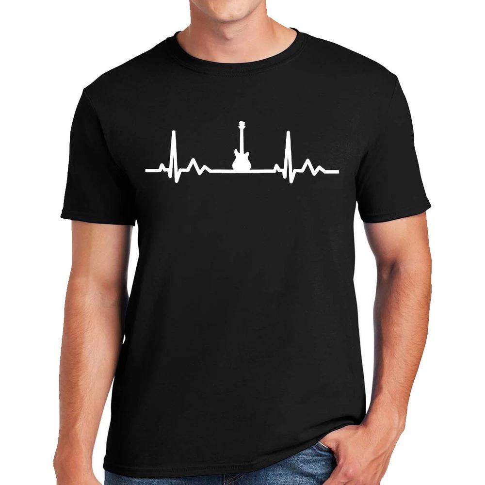 Heartbeat guitar tshirt mens music rock concert gift metal top tee 2XL