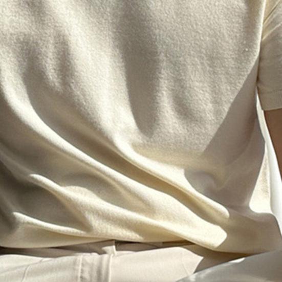 Summer Men T-Shirt Crew Neck Solid Color Short Sleeves Knitted Shirt Breathable Slim Fit Lightweight Basic Tee Casual Business Top