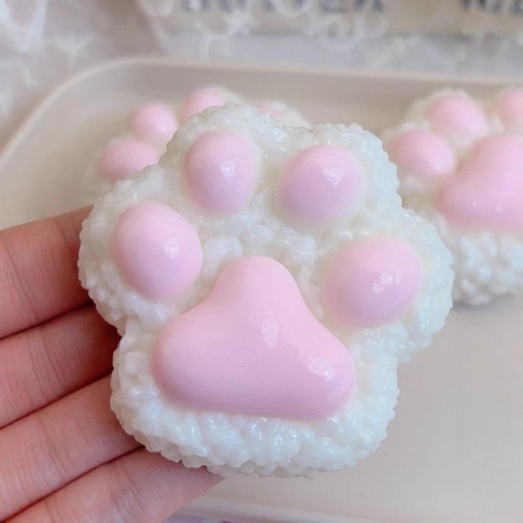 Free Shipping Cat Paw Cement Texture Slow Rebound Toy - Green Grape & Orange Decompression Xiaohongshu Style