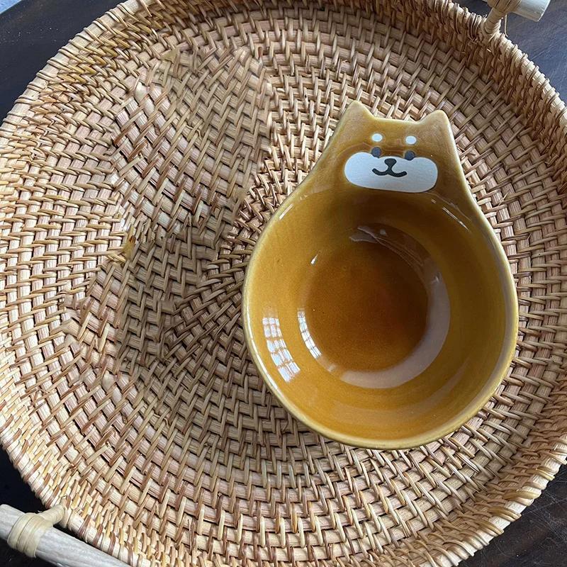 Cartoon Relief Ceramic Bowl, Household Kitchen Sauce Dish, Spoon, Seasoning Bowl, Hot Pot, Barbecue Flavor Dish Ceramic Bowl