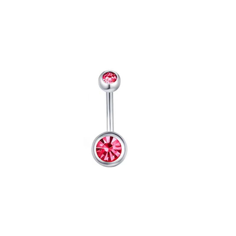 1PC Pink Color Series Crystal Belly Button Rings Snake Flower Heart Belly Ring for Women Stainless Steel Dangled Navel Piercing