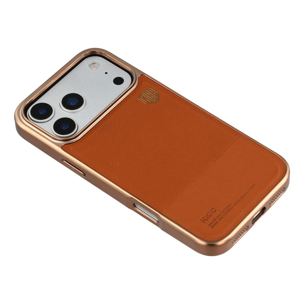 KIGC For iPhone 17 Pro Max Case PC + TPU + PU Electroplating Phone Cover