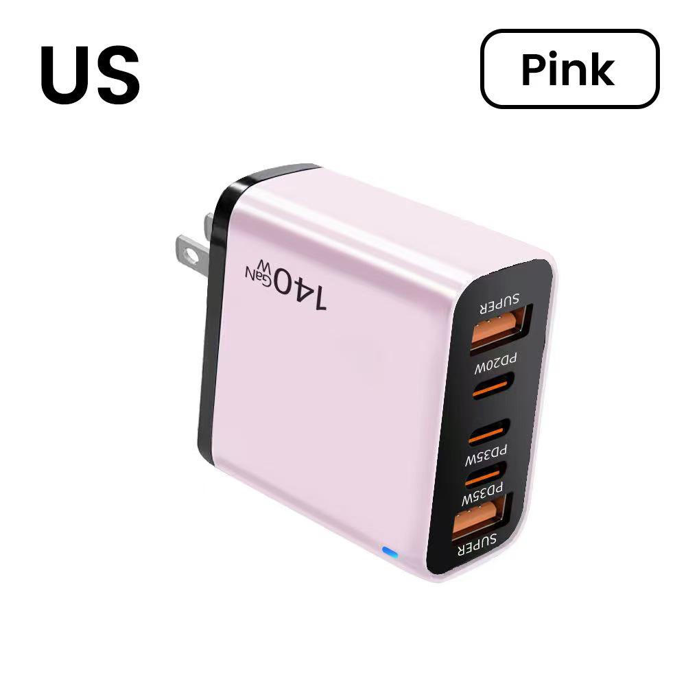 140W GaN Multi-Port Charger: Type-C Plug Adapter with US/EU/UK Standard, PD Fast Charging