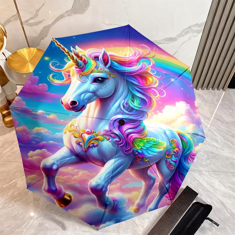 Regenbogen Einhorn Fantasy Himmel Schirm Ist Geeignet Für Alle Jahreszeiten Einschließlich Zuhause Reisen Und Outdoor-Aktivitäten Multifunktionaler Schirm S4