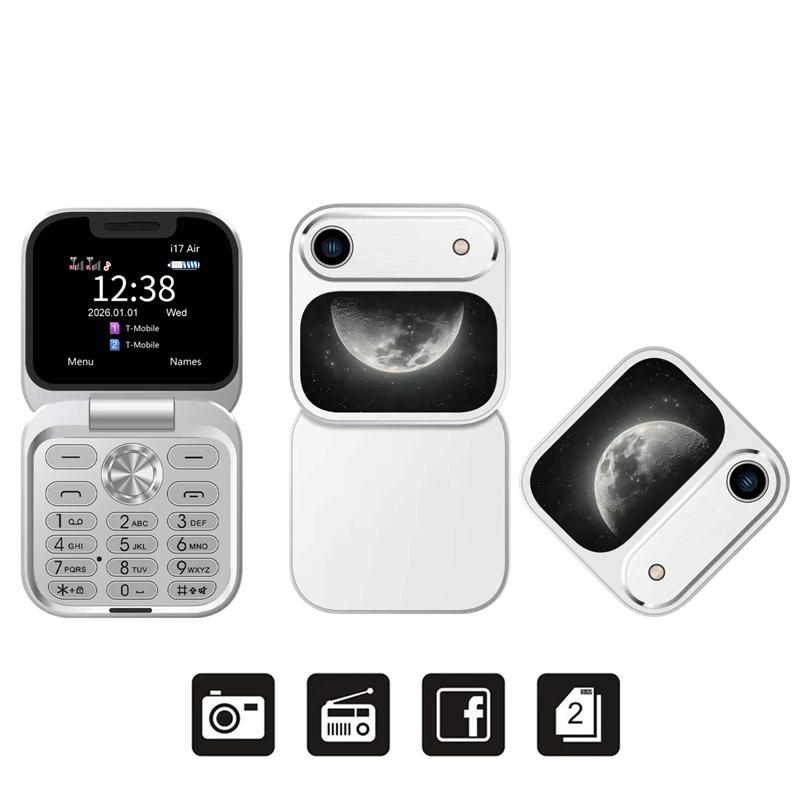 I17 Air Mini Flip Mobile Phone Dual SIM 1.77" Screen Bluetooth Dial Magic Sound FM Radio Torch 2G GSM Small Fold Cellphone