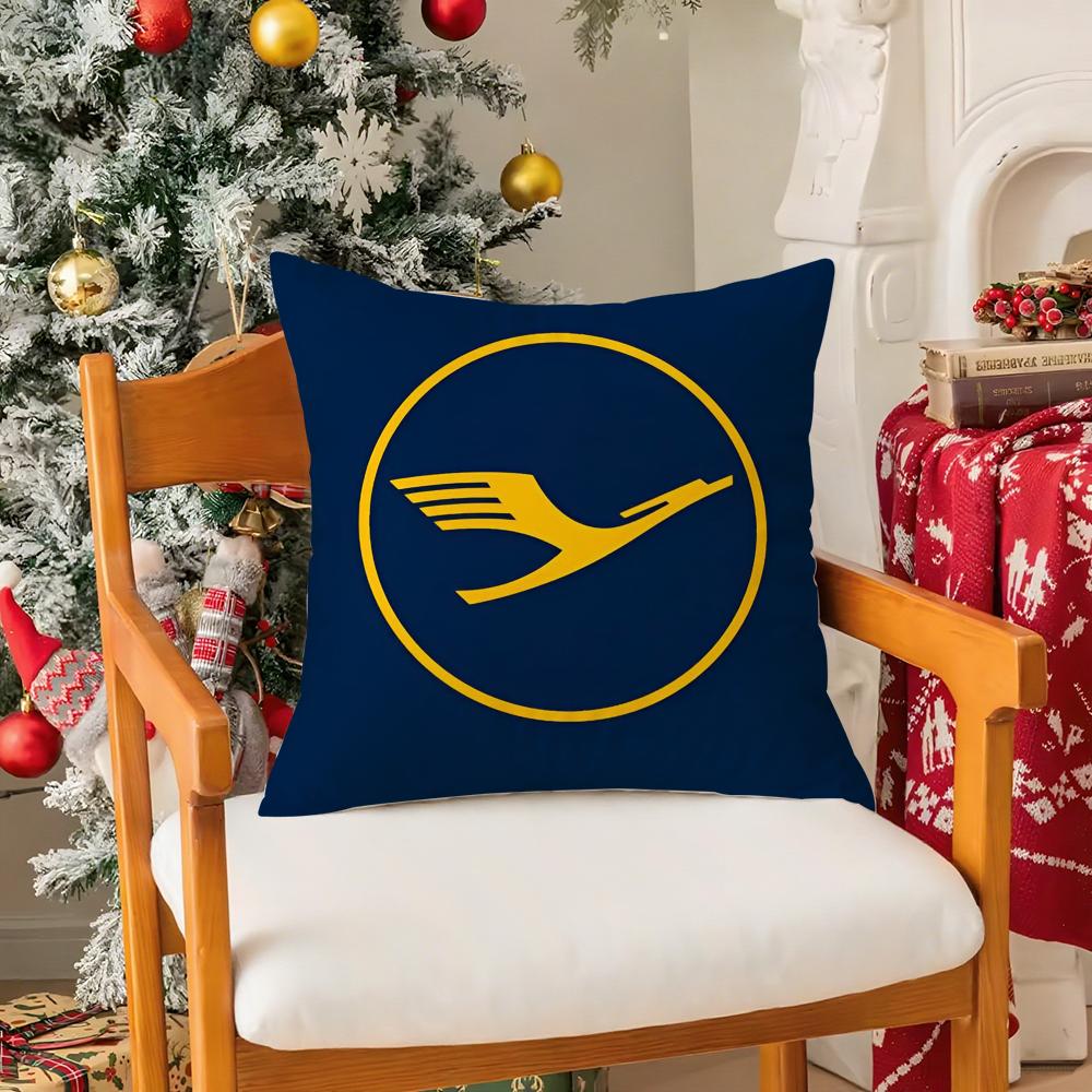 Flight Commemoration LLufthansa Airlines Pillow Case Silky Short Plush With Invisible Zipper Dustproof Sofa Cushion Cover